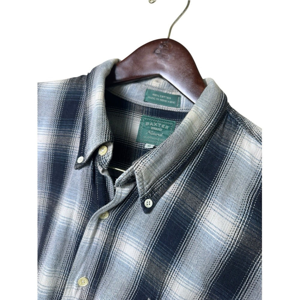 Baxter Brand Flannel Mens XL Blue Plaid Cotton Button Down Heavyweight - Picture 3 of 4